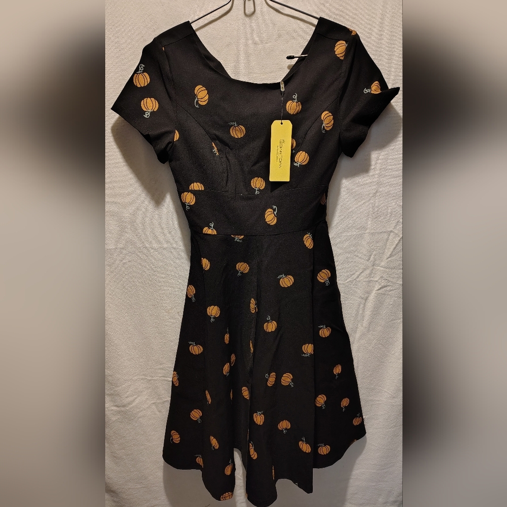 Gown Town Retro 1950's Style Halloween Black Pumpkin Party Dress Size Small NWT